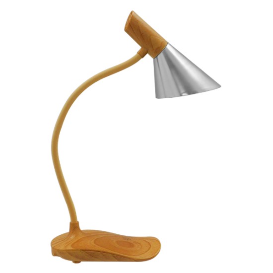 GloboStar® DRAPER 01438 Επιτραπέζιο Φωτιστικό Πορτατίφ LED 6W 500lm 360° DC 5V IP20 Φυσικό Λευκό 4500K Dimmable Μπεζ Ξύλο με Ασημί Μέταλλο - Μ10 x Π14 x Υ33cm - 2 Xρόνια Εγγύηση GloboStar® DRAPER 01438 Επαναφορτιζόμενο USB Φωτιστικό Γραφείου LED 6 Watt Μονόφωτο Μεταλλικό σε Απόχρωση Ξύλου με Ασημί Καπέλο Λευκό Ημέρας 4500K Dimmable
