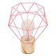GloboStar® ANTLER 01442 Μοντέρνο Επιτραπέζιο Φωτιστικό Γραφείου LED USB DC 5V Μονόφωτο Μεταλλικό Ροζ με Ξύλινη Βάση Θερμό Λευκό 3000K Φ19 x Μ19 x Π19 x Υ23cm