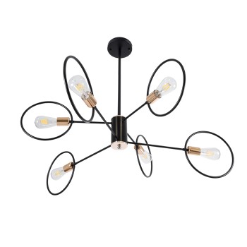 GLOBOSTAR® NEXUS 01446 Μοντέρνο Φωτιστικό Οροφής με Ντουί 6 x E27 AC 220-240V IP20 - Μαύρο & Χάλκινο - Μ105 x Π105 x Υ70cm
