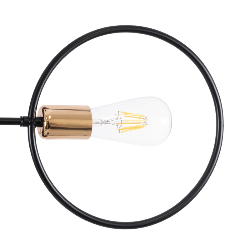 GloboStar® NEXUS 01446 Μοντέρνο Φωτιστικό Οροφής Πλέγμα Πολύφωτο 6 x E27 IP20 Μαύρο & Χάλκινο - Μέταλλο Μ105 x Π105 x Υ70cm