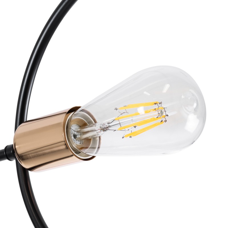 GloboStar® NEXUS 01446 Μοντέρνο Φωτιστικό Οροφής Πλέγμα Πολύφωτο 6 x E27 IP20 Μαύρο & Χάλκινο - Μέταλλο Μ105 x Π105 x Υ70cm