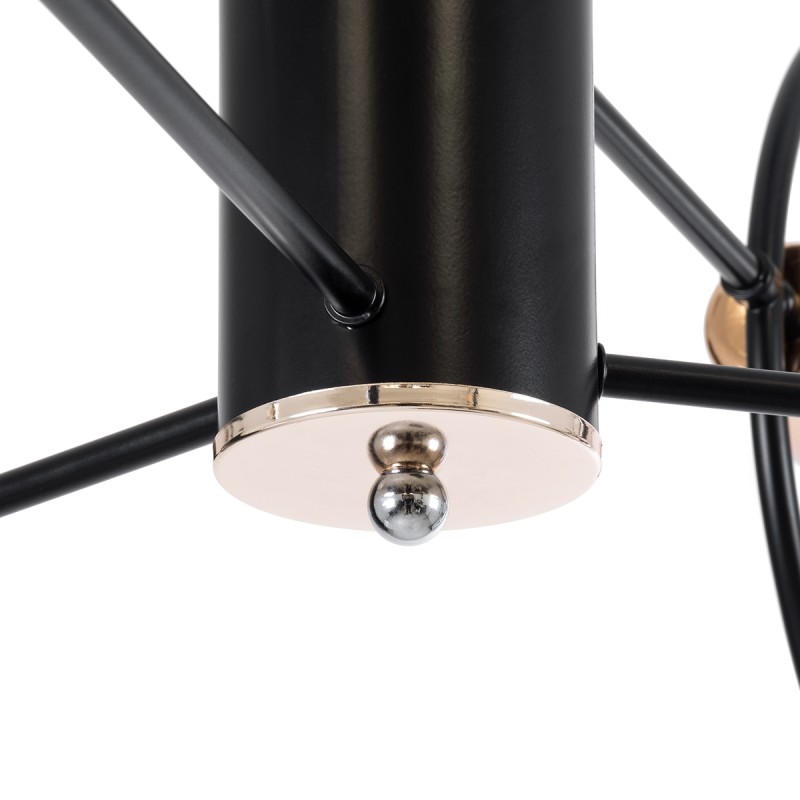 GloboStar® NEXUS 01446 Μοντέρνο Φωτιστικό Οροφής Πλέγμα Πολύφωτο 6 x E27 IP20 Μαύρο & Χάλκινο - Μέταλλο Μ105 x Π105 x Υ70cm