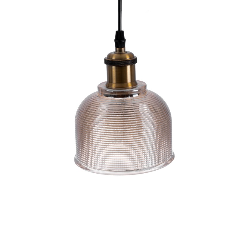 GloboStar® SEGRETO 01448 Vintage Κρεμαστό Φωτιστικό Μονόφωτο Καμπάνα 1 x E27 IP20 Φιμέ Χρυσό Γυαλί με Χρυσό Μέταλλο - Μ14 x Π14 x Υ18cm