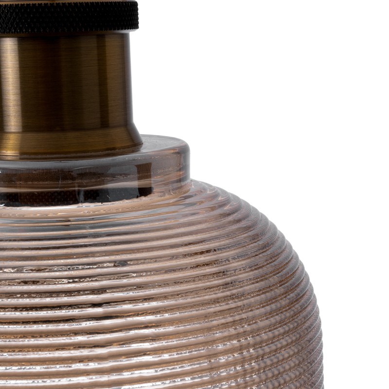 GloboStar® SEGRETO 01448 Vintage Κρεμαστό Φωτιστικό Μονόφωτο Καμπάνα 1 x E27 IP20 Φιμέ Χρυσό Γυαλί με Χρυσό Μέταλλο - Μ14 x Π14 x Υ18cm