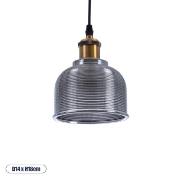 GLOBOSTAR® SEGRETO 01449 Vintage Κρεμαστό Φωτιστικό Οροφής με Ντουί 1 x E27 AC 220-240V IP20 - Γκρι & Χρυσό - Μ14 x Π14 x Υ18cm