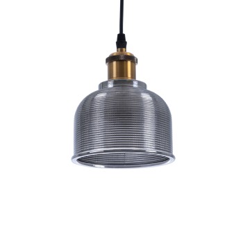 GLOBOSTAR® SEGRETO 01449 Vintage Κρεμαστό Φωτιστικό Οροφής με Ντουί 1 x E27 AC 220-240V IP20 - Γκρι & Χρυσό - Μ14 x Π14 x Υ18cm