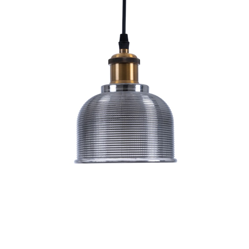 GloboStar® SEGRETO 01449 Vintage Κρεμαστό Φωτιστικό Μονόφωτο Καμπάνα 1 x E27 IP20 Μαύρο Γυαλί με Χρυσό Μέταλλο - Μ14 x Π14 x Υ18cm