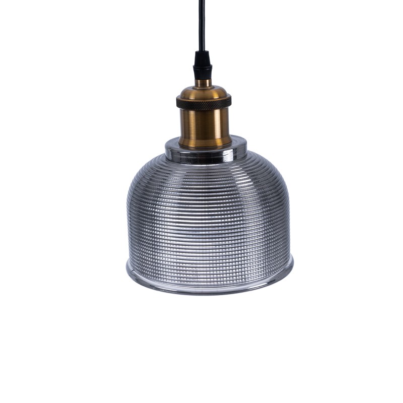 GloboStar® SEGRETO 01449 Vintage Κρεμαστό Φωτιστικό Μονόφωτο Καμπάνα 1 x E27 IP20 Μαύρο Γυαλί με Χρυσό Μέταλλο - Μ14 x Π14 x Υ18cm