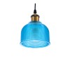 GloboStar® SEGRETO 01452 Vintage Κρεμαστό Φωτιστικό Μονόφωτο Καμπάνα 1 x E27 IP20 Μπλε Γυαλί με Χρυσό Μέταλλο - Μ14 x Π14 x Υ18cm