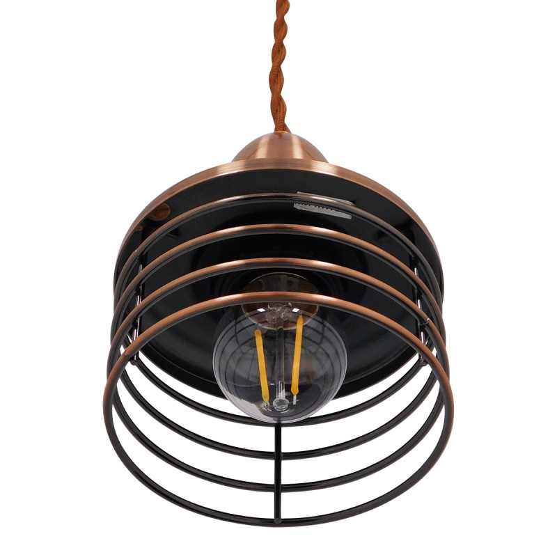 GloboStar® MANHATTAN 01453 Μοντέρνο Κρεμαστό Φωτιστικό Καμπάνα Μονόφωτο 1 x E27 IP20 Χάλκινο Μέταλλο - Μ11 x Π11 x Υ14cm