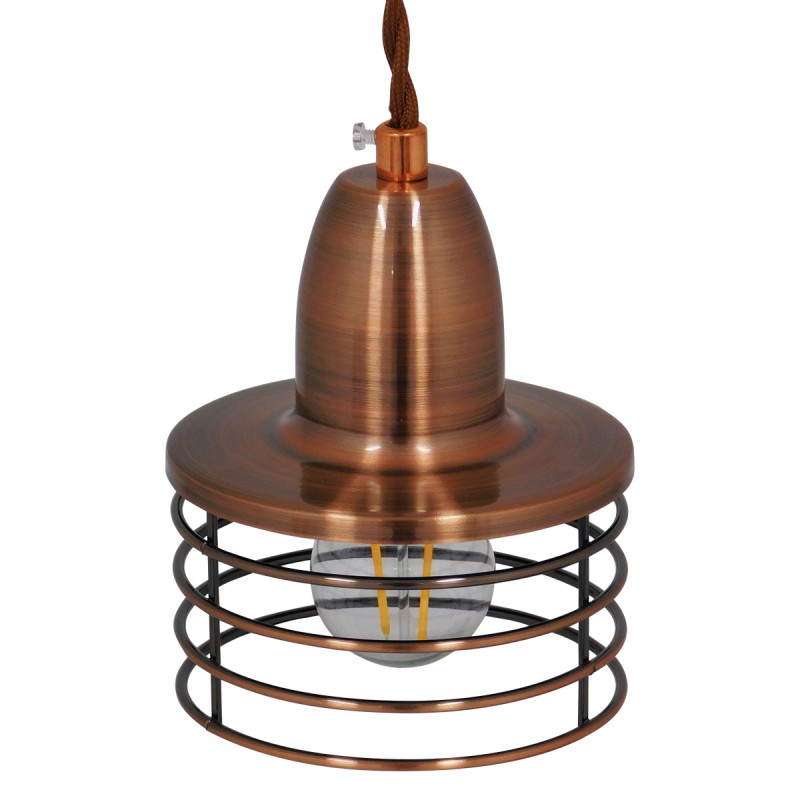 GloboStar® MANHATTAN 01453 Μοντέρνο Κρεμαστό Φωτιστικό Καμπάνα Μονόφωτο 1 x E27 IP20 Χάλκινο Μέταλλο - Μ11 x Π11 x Υ14cm