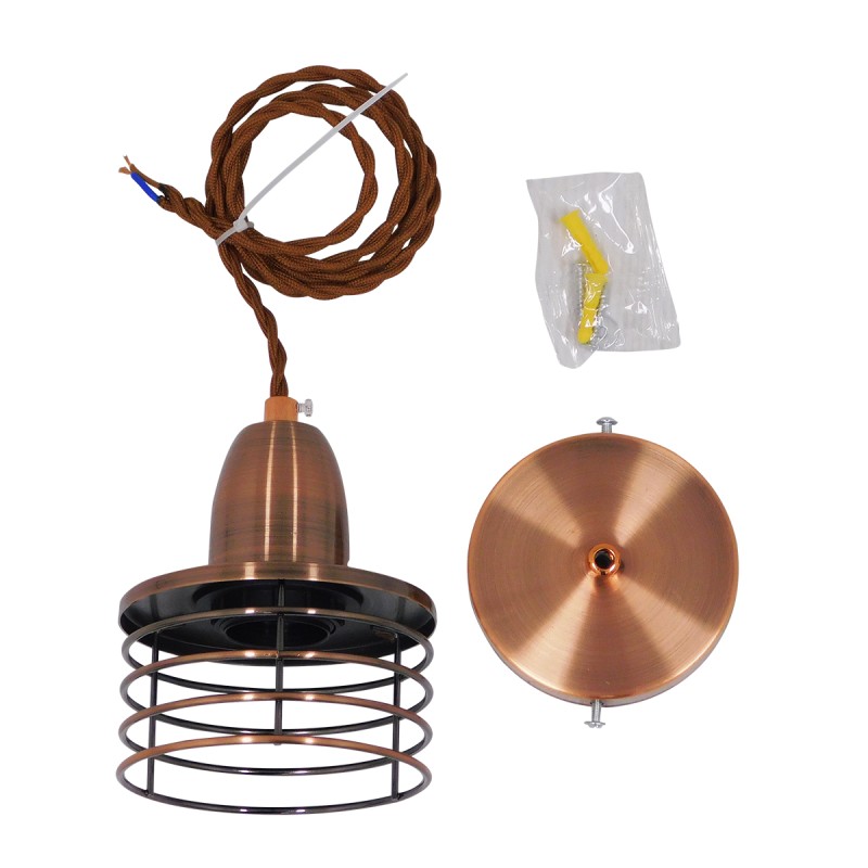 GloboStar® MANHATTAN 01453 Μοντέρνο Κρεμαστό Φωτιστικό Καμπάνα Μονόφωτο 1 x E27 IP20 Χάλκινο Μέταλλο - Μ11 x Π11 x Υ14cm