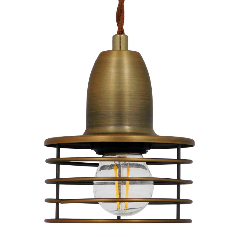 GloboStar® MANHATTAN 01454 Μοντέρνο Κρεμαστό Φωτιστικό Καμπάνα Μονόφωτο 1 x E27 IP20 Χρυσό Μέταλλο - Μ11 x Π11 x Υ14cm