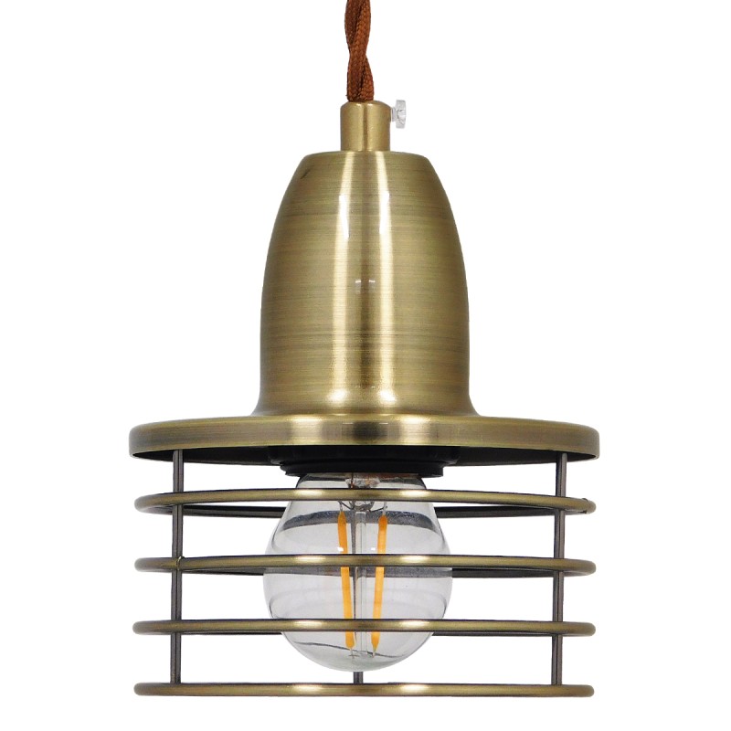 GloboStar® MANHATTAN 01455 Μοντέρνο Κρεμαστό Φωτιστικό Καμπάνα Μονόφωτο 1 x E27 IP20 Μπρούτζινο Μέταλλο - Μ11 x Π11 x Υ14cm