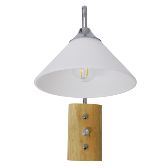 GloboStar® ALESSIA 01459 Μοντέρνο Επιτοίχιο Φωτιστικό Απλίκα Μονόφωτο 1 x E27 IP20 Ασημί Μέταλλο, Λευκό Γυαλί με Μπεζ Ξύλο - Μ18 x Π26 x Υ29cm GloboStar® ALESSIA 01459 Μοντέρνο Επιτοίχιο Φωτιστικό Απλίκα Μονόφωτο 1 x E27 IP20 Ασημί Μέταλλο, Λευκό Γυαλί με Μπεζ Ξύλο - Μ18 x Π26 x Υ29cm