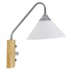GloboStar® ALESSIA 01459 Μοντέρνο Επιτοίχιο Φωτιστικό Απλίκα Μονόφωτο 1 x E27 IP20 Ασημί Μέταλλο, Λευκό Γυαλί με Μπεζ Ξύλο - Μ18 x Π26 x Υ29cm