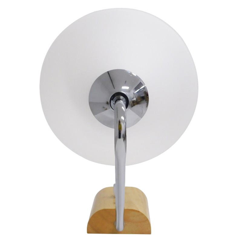 GloboStar® ALESSIA 01459 Μοντέρνο Επιτοίχιο Φωτιστικό Απλίκα Μονόφωτο 1 x E27 IP20 Ασημί Μέταλλο, Λευκό Γυαλί με Μπεζ Ξύλο - Μ18 x Π26 x Υ29cm