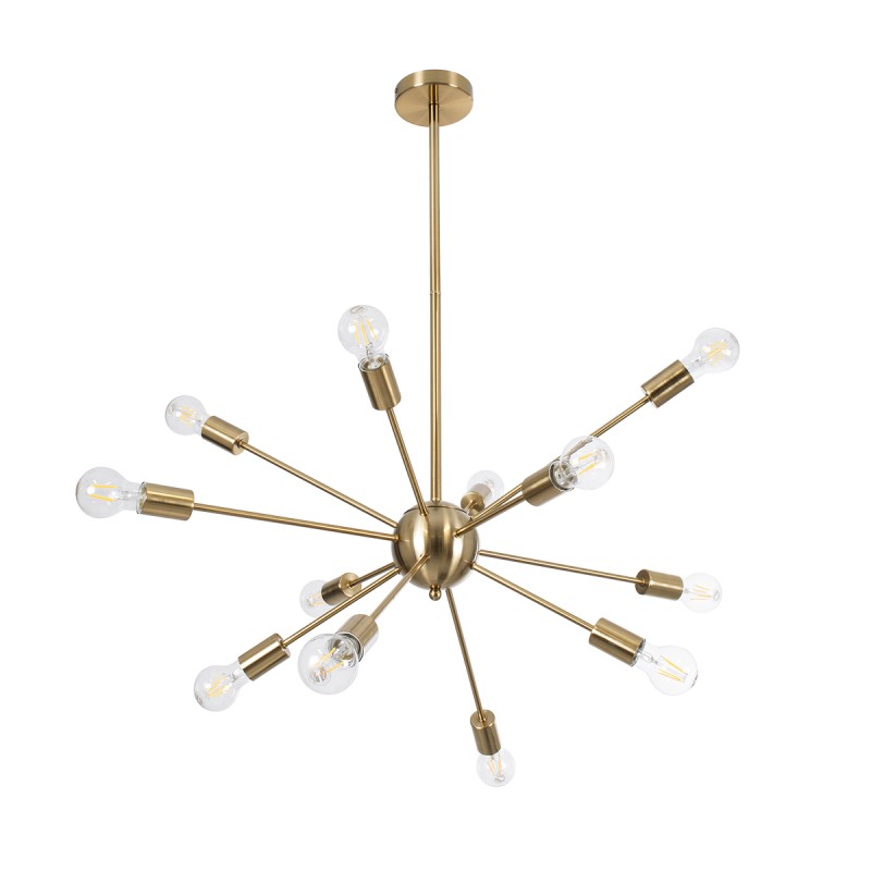 GloboStar® MILANO 01485 Μοντέρνο Φωτιστικό Οροφής Πλέγμα Πολύφωτο 12 x E27 IP20 Χρυσό Μέταλλο - Μ80 x Π80 x Υ80cm