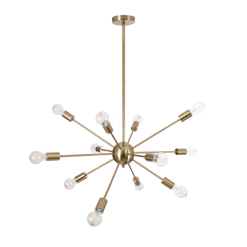 GloboStar® MILANO 01485 Μοντέρνο Φωτιστικό Οροφής Πλέγμα Πολύφωτο 12 x E27 IP20 Χρυσό Μέταλλο - Μ80 x Π80 x Υ80cm