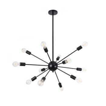 GLOBOSTAR® MILANO 01486 Μοντέρνο Φωτιστικό Οροφής με Ντουί 12 x E27 AC 220-240V IP20 - Μαύρο - Μ80 x Π80 x Υ80cm