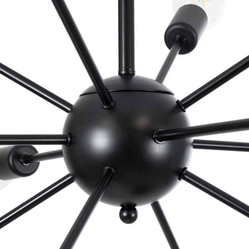 GloboStar® MILANO 01486 Μοντέρνο Φωτιστικό Οροφής Πλέγμα Πολύφωτο 12 x E27 IP20 Μαύρο Μέταλλο - Μ80 x Π80 x Υ80cm