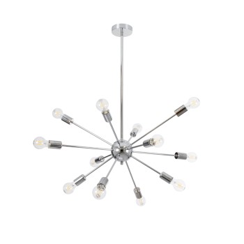 GLOBOSTAR® MILANO 01487 Μοντέρνο Φωτιστικό Οροφής με Ντουί 12 x E27 AC 220-240V IP20 - Ασημί - Μ80 x Π80 x Υ80cm