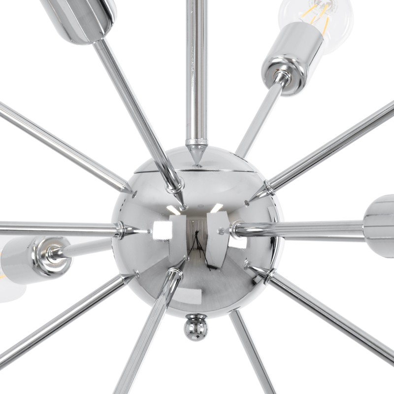 GloboStar® MILANO 01487 Μοντέρνο Φωτιστικό Οροφής Πλέγμα Πολύφωτο 12 x E27 IP20 Ασημί Μέταλλο - Μ80 x Π80 x Υ80cm