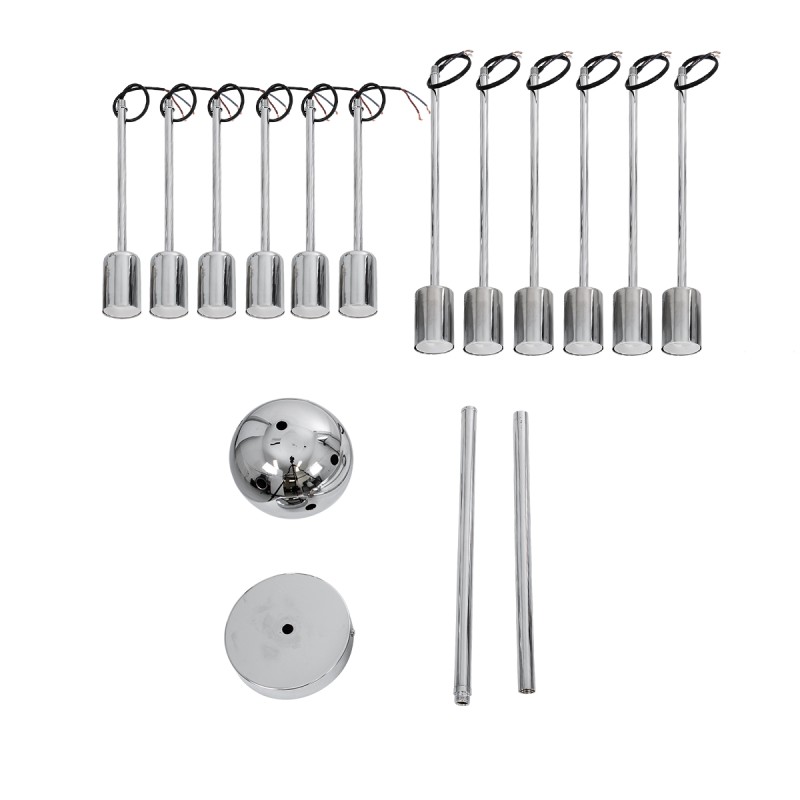 GloboStar® MILANO 01487 Μοντέρνο Φωτιστικό Οροφής Πλέγμα Πολύφωτο 12 x E27 IP20 Ασημί Μέταλλο - Μ80 x Π80 x Υ80cm