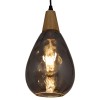 GloboStar® NOAH 01489 Μοντέρνο Κρεμαστό Φωτιστικό Ανάρτηση Μονόφωτο 1 x E27 IP20 Γκρι Γυαλί με Μπεζ Ξύλο - Μ16 x Π16 x Υ30cm