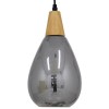 GloboStar® NOAH 01489 Μοντέρνο Κρεμαστό Φωτιστικό Ανάρτηση Μονόφωτο 1 x E27 IP20 Γκρι Γυαλί με Μπεζ Ξύλο - Μ16 x Π16 x Υ30cm
