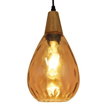 GLOBOSTAR® NOAH 01490 Μοντέρνο Κρεμαστό Φωτιστικό Οροφής με Ντουί 1 x E27 AC 220-240V IP20 - Μελί & Μπεζ - Μ16 x Π16 x Υ30cm