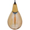 GloboStar® NOAH 01490 Μοντέρνο Κρεμαστό Φωτιστικό Ανάρτηση Μονόφωτο 1 x E27 IP20 Μελί Γυαλί με Μπεζ Ξύλο - Μ16 x Π16 x Υ30cm