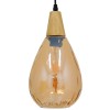 GloboStar® NOAH 01490 Μοντέρνο Κρεμαστό Φωτιστικό Ανάρτηση Μονόφωτο 1 x E27 IP20 Μελί Γυαλί με Μπεζ Ξύλο - Μ16 x Π16 x Υ30cm