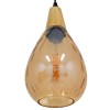 GloboStar® NOAH 01490 Μοντέρνο Κρεμαστό Φωτιστικό Ανάρτηση Μονόφωτο 1 x E27 IP20 Μελί Γυαλί με Μπεζ Ξύλο - Μ16 x Π16 x Υ30cm