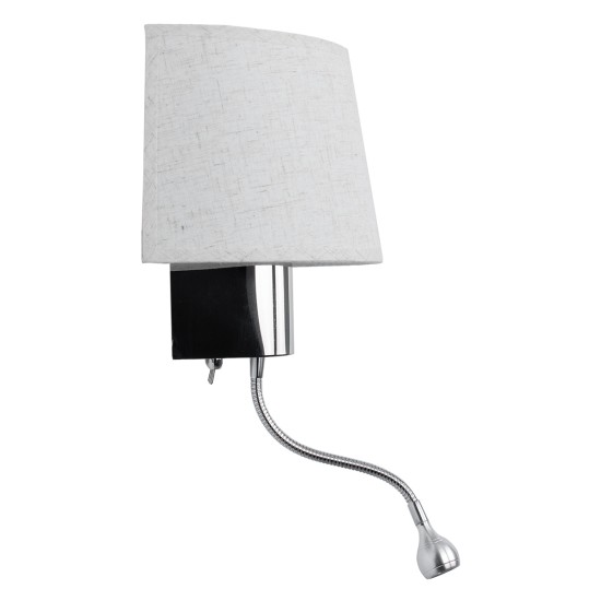 GloboStar® ELEGANT 01493 Μοντέρνο Επιτοίχιο Φωτιστικό Απλίκα με LED Βραχίονα Δίφωτο 1 x E27 IP20 Λευκό Ύφασμα με Ασημί Μέταλλο - Μ26.5 x Π15 x Υ43cm GloboStar® ELEGANT 01493 Μοντέρνο Επιτοίχιο Φωτιστικό Απλίκα με LED Βραχίονα Δίφωτο 1 x E27 IP20 Λευκό Ύφασμα με Ασημί Μέταλλο - Μ26.5 x Π15 x Υ43cm