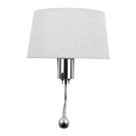 GloboStar® ELEGANT 01493 Μοντέρνο Επιτοίχιο Φωτιστικό Απλίκα με LED Βραχίονα Δίφωτο 1 x E27 IP20 Λευκό Ύφασμα με Ασημί Μέταλλο - Μ26.5 x Π15 x Υ43cm GloboStar® ELEGANT 01493 Μοντέρνο Επιτοίχιο Φωτιστικό Απλίκα με LED Βραχίονα Δίφωτο 1 x E27 IP20 Λευκό Ύφασμα με Ασημί Μέταλλο - Μ26.5 x Π15 x Υ43cm