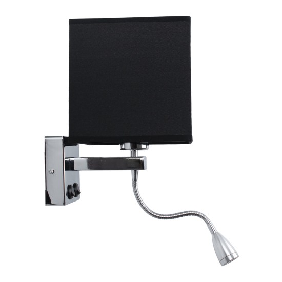 GloboStar® ELEGANT 01494 Μοντέρνο Επιτοίχιο Φωτιστικό Απλίκα με LED Βραχίονα Δίφωτο 1 x E27 IP20 Μαύρο Ύφασμα με Ασημί Μέταλλο - Μ17 x Π21 x Υ43cm GloboStar® ELEGANT 01494 Μοντέρνο Επιτοίχιο Φωτιστικό Απλίκα με LED Βραχίονα Δίφωτο 1 x E27 IP20 Μαύρο Ύφασμα με Ασημί Μέταλλο - Μ17 x Π21 x Υ43cm