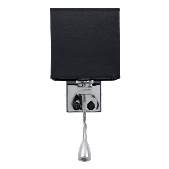 GloboStar® ELEGANT 01494 Μοντέρνο Επιτοίχιο Φωτιστικό Απλίκα με LED Βραχίονα Δίφωτο 1 x E27 IP20 Μαύρο Ύφασμα με Ασημί Μέταλλο - Μ17 x Π21 x Υ43cm GloboStar® ELEGANT 01494 Μοντέρνο Επιτοίχιο Φωτιστικό Απλίκα με LED Βραχίονα Δίφωτο 1 x E27 IP20 Μαύρο Ύφασμα με Ασημί Μέταλλο - Μ17 x Π21 x Υ43cm