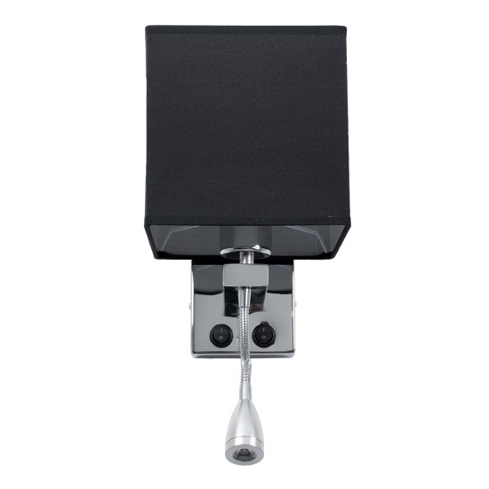 GloboStar® ELEGANT 01494 Μοντέρνο Επιτοίχιο Φωτιστικό Απλίκα με LED Βραχίονα Δίφωτο 1 x E27 IP20 Μαύρο Ύφασμα με Ασημί Μέταλλο - Μ17 x Π21 x Υ43cm GloboStar® ELEGANT 01494 Μοντέρνο Επιτοίχιο Φωτιστικό Απλίκα με LED Βραχίονα Δίφωτο 1 x E27 IP20 Μαύρο Ύφασμα με Ασημί Μέταλλο - Μ17 x Π21 x Υ43cm