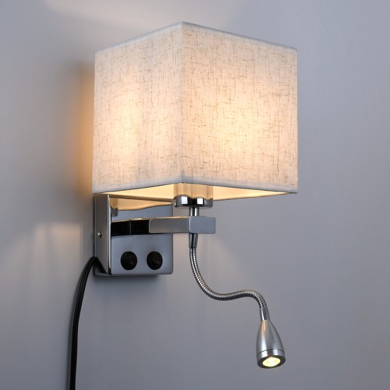 GLOBOSTAR® ELEGANT 01495 Μοντέρνο Φωτιστικό Τοίχου - Απλίκα Ξενοδοχείου Reading Light με Ντουί 1 x E27 LED 3W 360lm 36° AC 220-240V IP20 Θερμό Λευκό 2700K - Bridgelux COB Chip - Χρώμιο & Λευκό - Μ17 x Π21 x Υ43cm - 2 Χρόνια Εγγύηση GLOBOSTAR® ELEGANT 01495 Μοντέρνο Φωτιστικό Τοίχου - Απλίκα Ξενοδοχείου Reading Light με Ντουί 1 x E27 LED 3W 360lm 36° AC 220-240V IP20 Θερμό Λευκό 2700K - Bridgelux COB Chip - Χρώμιο & Λευκό - Μ17 x Π21 x Υ43cm - 2 Χρόνια Εγγύηση
