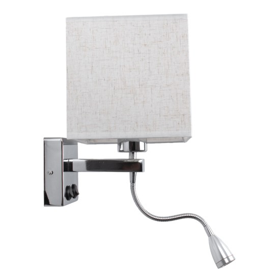GLOBOSTAR® ELEGANT 01495 Μοντέρνο Φωτιστικό Τοίχου - Απλίκα Ξενοδοχείου Reading Light με Ντουί 1 x E27 LED 3W 360lm 36° AC 220-240V IP20 Θερμό Λευκό 2700K - Bridgelux COB Chip - Χρώμιο & Λευκό - Μ17 x Π21 x Υ43cm - 2 Χρόνια Εγγύηση GLOBOSTAR® ELEGANT 01495 Μοντέρνο Φωτιστικό Τοίχου - Απλίκα Ξενοδοχείου Reading Light με Ντουί 1 x E27 LED 3W 360lm 36° AC 220-240V IP20 Θερμό Λευκό 2700K - Bridgelux COB Chip - Χρώμιο & Λευκό - Μ17 x Π21 x Υ43cm - 2 Χρόνια Εγγύηση
