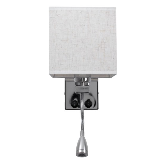 GLOBOSTAR® ELEGANT 01495 Μοντέρνο Φωτιστικό Τοίχου - Απλίκα Ξενοδοχείου Reading Light με Ντουί 1 x E27 LED 3W 360lm 36° AC 220-240V IP20 Θερμό Λευκό 2700K - Bridgelux COB Chip - Χρώμιο & Λευκό - Μ17 x Π21 x Υ43cm - 2 Χρόνια Εγγύηση GLOBOSTAR® ELEGANT 01495 Μοντέρνο Φωτιστικό Τοίχου - Απλίκα Ξενοδοχείου Reading Light με Ντουί 1 x E27 LED 3W 360lm 36° AC 220-240V IP20 Θερμό Λευκό 2700K - Bridgelux COB Chip - Χρώμιο & Λευκό - Μ17 x Π21 x Υ43cm - 2 Χρόνια Εγγύηση
