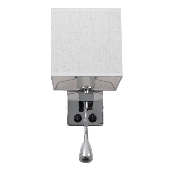 GLOBOSTAR® ELEGANT 01495 Μοντέρνο Φωτιστικό Τοίχου - Απλίκα Ξενοδοχείου Reading Light με Ντουί 1 x E27 LED 3W 360lm 36° AC 220-240V IP20 Θερμό Λευκό 2700K - Bridgelux COB Chip - Χρώμιο & Λευκό - Μ17 x Π21 x Υ43cm - 2 Χρόνια Εγγύηση GLOBOSTAR® ELEGANT 01495 Μοντέρνο Φωτιστικό Τοίχου - Απλίκα Ξενοδοχείου Reading Light με Ντουί 1 x E27 LED 3W 360lm 36° AC 220-240V IP20 Θερμό Λευκό 2700K - Bridgelux COB Chip - Χρώμιο & Λευκό - Μ17 x Π21 x Υ43cm - 2 Χρόνια Εγγύηση