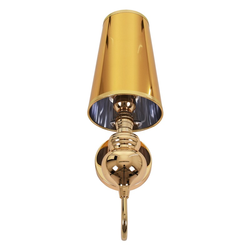 GloboStar® LAURA 01497 Μοντέρνο Επιτοίχιο Φωτιστικό Απλίκα Μονόφωτο 1 x E27 IP20 Χρυσό Μέταλλο - Μ21 x Π15 x Y48cm