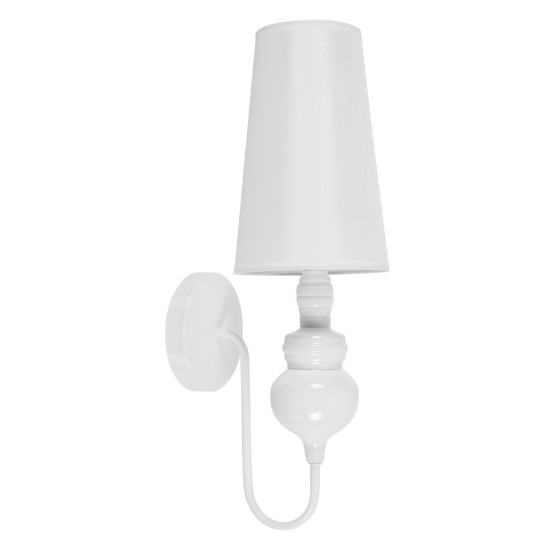 GloboStar® LAURA 01499 Μοντέρνο Επιτοίχιο Φωτιστικό Απλίκα Μονόφωτο 1 x E27 IP20 Λευκό Μέταλλο με Λευκό Ύφασμα - Μ21 x Π15 x Y48cm