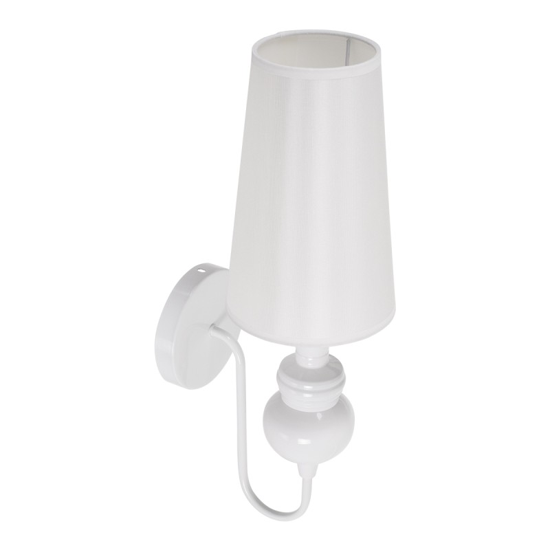 GloboStar® LAURA 01499 Μοντέρνο Επιτοίχιο Φωτιστικό Απλίκα Μονόφωτο 1 x E27 IP20 Λευκό Μέταλλο με Λευκό Ύφασμα - Μ21 x Π15 x Y48cm