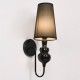 GloboStar® LAURA 01500 Μοντέρνο Επιτοίχιο Φωτιστικό Απλίκα Μονόφωτο 1 x E27 IP20 Μαύρο Μέταλλο με Μαύρο Ύφασμα - Μ21 x Π15 x Y48cm