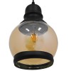 GloboStar® OLIVER 01505 Vintage Κρεμαστό Φωτιστικό Καμπάνα Μονόφωτο 1 x E27 IP20 Μελί Γυαλί με Μαύρο Μέταλλο - Μ16 x Π16 x Υ25cm