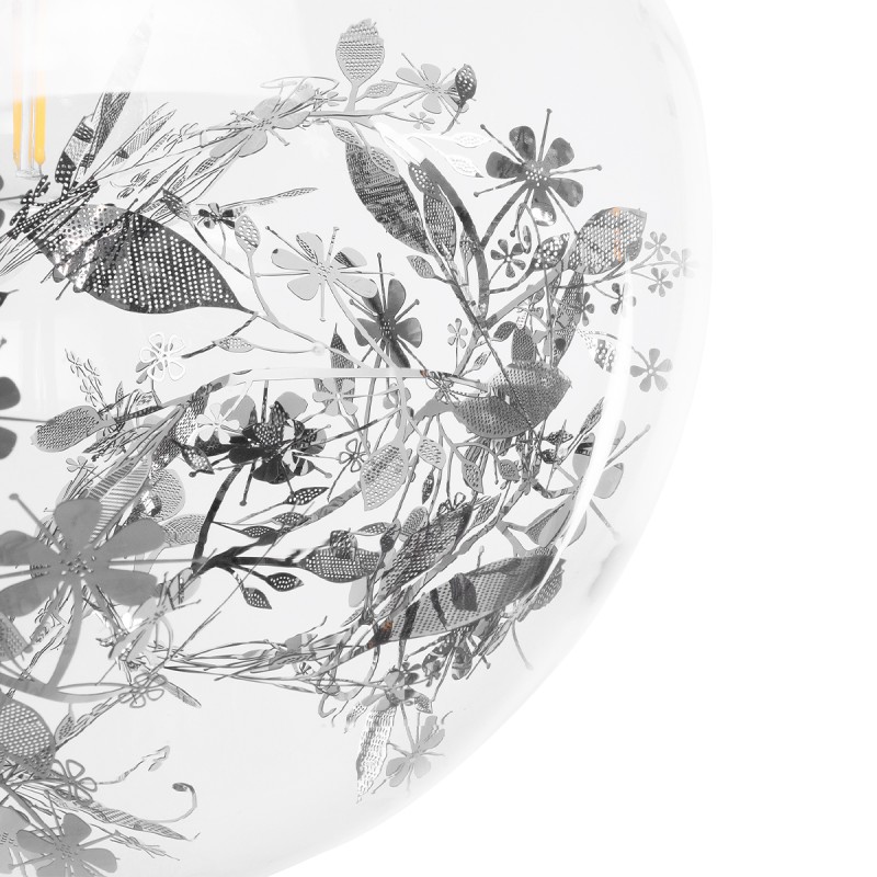 GloboStar® HARPER 01510 Μοντέρνο Κρεμαστό Φωτιστικό Μπάλα Μονόφωτο 1 x E27 IP20 Διάφανο Γυαλί με Ασημί Μέταλλο - Μ25 x Π25 x Υ30cm