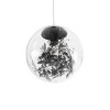 GloboStar® HARPER 01512 Μοντέρνο Κρεμαστό Φωτιστικό Μπάλα Μονόφωτο 1 x E27 IP20 Διάφανο Γυαλί με Μαύρο Μέταλλο - Μ25 x Π25 x Υ30cm